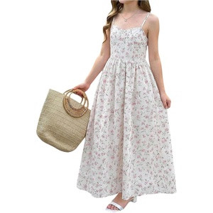 image:imageRoseSeek Girls Flowy Floral Midi Dresses Smocked Cami Sundress Beach Vacation Summer DressWhite Floral