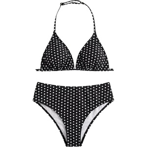 image:imageRoseSeek Girls Tie Dye Smocked 2 Piece Swimwear Sets Backless Halter Bikini Cute Brief Bathing SuitDots Black