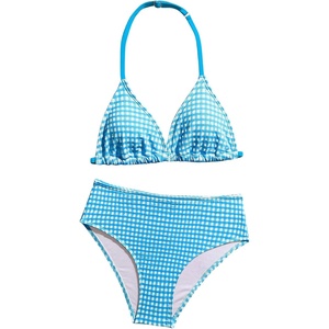 image:imageRoseSeek Girls Tie Dye Smocked 2 Piece Swimwear Sets Backless Halter Bikini Cute Brief Bathing SuitPlaid Blue