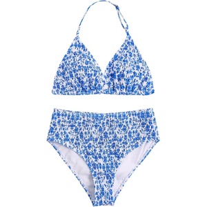 image:imageRoseSeek Girls Tie Dye Smocked 2 Piece Swimwear Sets Backless Halter Bikini Cute Brief Bathing SuitRoyal Blue