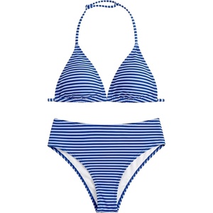 image:imageRoseSeek Girls Tie Dye Smocked 2 Piece Swimwear Sets Backless Halter Bikini Cute Brief Bathing SuitStriped Blue