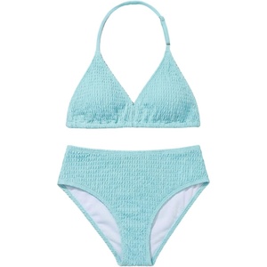 image:imageRoseSeek Girls Tie Dye Smocked 2 Piece Swimwear Sets Backless Halter Bikini Cute Brief Bathing SuitTeal Blue