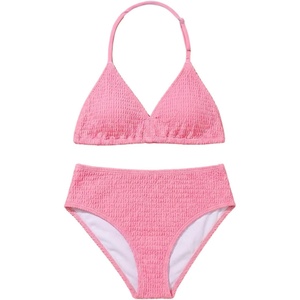 image:imageRoseSeek Girls Tie Dye Smocked 2 Piece Swimwear Sets Backless Halter Bikini Cute Brief Bathing SuitWatermelon Pink