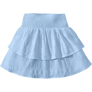 image:imageRoseSeek Girls Tiered Layer Shirred Boho Smocked Skirts Casual Cute High Waisted Pleated Ruffle Flowy Elastic SkirtsBright Blue