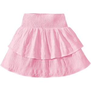 image:imageRoseSeek Girls Tiered Layer Shirred Boho Smocked Skirts Casual Cute High Waisted Pleated Ruffle Flowy Elastic SkirtsBright Pink