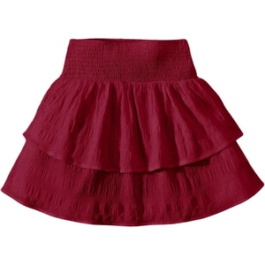 image:imageRoseSeek Girls Tiered Layer Shirred Boho Smocked Skirts Casual Cute High Waisted Pleated Ruffle Flowy Elastic SkirtsBurgundy