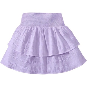 image:imageRoseSeek Girls Tiered Layer Shirred Boho Smocked Skirts Casual Cute High Waisted Pleated Ruffle Flowy Elastic SkirtsMauve Purple