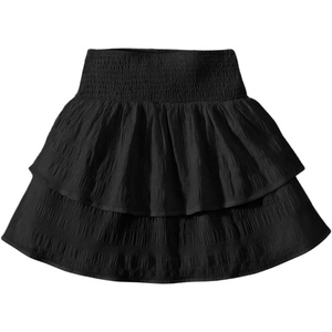 image:imageRoseSeek Girls Tiered Layer Shirred Boho Smocked Skirts Casual Cute High Waisted Pleated Ruffle Flowy Elastic SkirtsPure Black