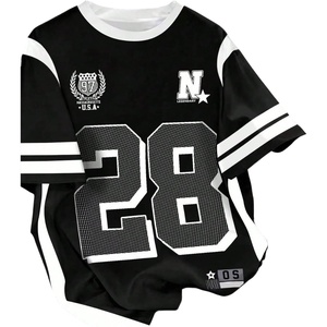 image:imageRoseSeek Jersey Shirts for Women Graphic Color Block Racing T Shirt Short Sleeve Crewneck Football Jerseys TShirtMix Black and White