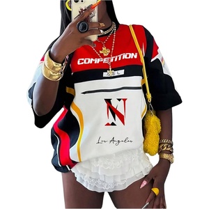 image:imageRoseSeek Jersey Shirts for Women Graphic Color Block Racing T Shirt Short Sleeve Crewneck Football Jerseys TShirtMulticolor