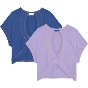 image:imageRoseSeek Womens 2 Packs Open Back Tops Criss Cross Cut Out Summer Casual T Shirt Crewneck Short Sleeve Backless TeeDeep Blue and Purple