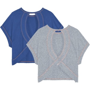 image:imageRoseSeek Womens 2 Packs Open Back Tops Criss Cross Cut Out Summer Casual T Shirt Crewneck Short Sleeve Backless TeeGrey and Deep Blue