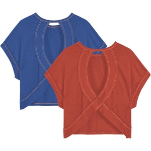 image:imageRoseSeek Womens 2 Packs Open Back Tops Criss Cross Cut Out Summer Casual T Shirt Crewneck Short Sleeve Backless TeeRed and Deep Blue