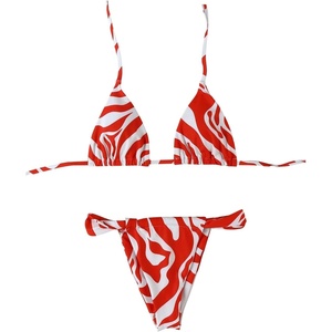 image:imageRoseSeek Womens 2 Piece Bikini Sets Zebra Striped Print Halter Bras and Thongs Summer BeachwearMulticolor