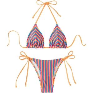 image:imageRoseSeek Womens 2 Piece Leopard Floral Bikini Sets Halter Triangle String Bathing Suit Starfish Metal SwimsuitsStriped Multicolor