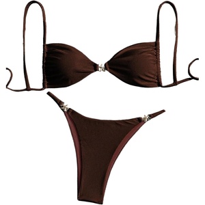image:imageRoseSeek Womens 2 Piece Swimsuit Starfish Decor Padded Boho Bathing Suit Spaghetti Strap Bikini SetDeep Brown