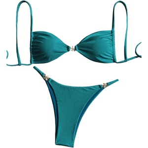 image:imageRoseSeek Womens 2 Piece Swimsuit Starfish Decor Padded Boho Bathing Suit Spaghetti Strap Bikini SetDeep Green