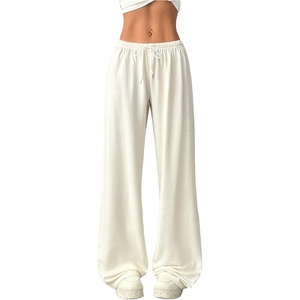 image:imageRoseSeek Womens Acid Washed Baggy Sweatpants Drawstring Waist Wide Straight Leg Track PantsBeige