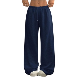image:imageRoseSeek Womens Acid Washed Baggy Sweatpants Drawstring Waist Wide Straight Leg Track PantsDeep Blue