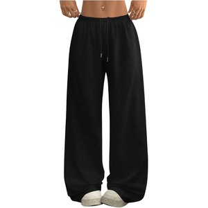 image:imageRoseSeek Womens Acid Washed Baggy Sweatpants Drawstring Waist Wide Straight Leg Track PantsPure Black