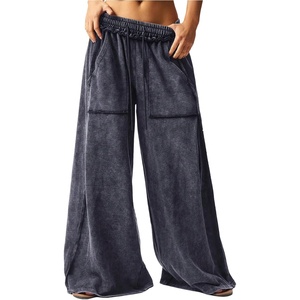 image:imageRoseSeek Womens Baggy Sweatpants Color Block Patchwork Wide Leg Sweat Pants Palazzo Flowy Pants JoggersGrey