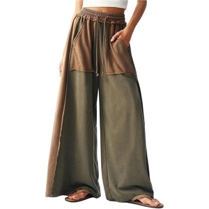 image:imageRoseSeek Womens Baggy Sweatpants Color Block Patchwork Wide Leg Sweat Pants Palazzo Flowy Pants JoggersMulticolor Print