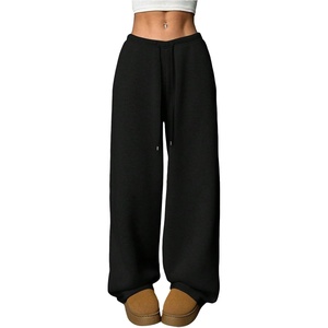 image:imageRoseSeek Womens Baggy Sweatpants Drawstring Waist Wide Leg Pants Athletic Running Track Sweat Pants JoggersBlack