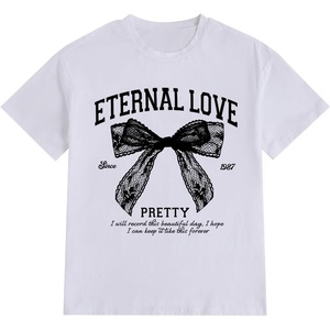 image:imageRoseSeek Womens Beaded Sequin Bowknot T Shirt Short Sleeve Crew Neck Embroidery Trendy Tee Y2k TopsBlack Bow and White