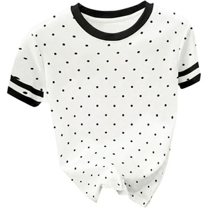 image:imageRoseSeek Womens Beaded Sequin Bowknot T Shirt Short Sleeve Crew Neck Embroidery Trendy Tee Y2k TopsBlack Dots White