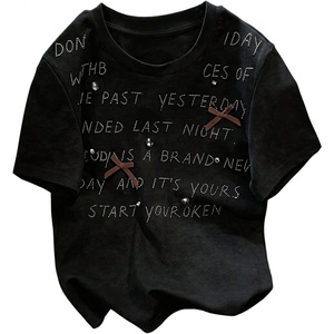 image:imageRoseSeek Womens Beaded Sequin Bowknot T Shirt Short Sleeve Crew Neck Embroidery Trendy Tee Y2k TopsBowknot Black
