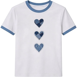 image:imageRoseSeek Womens Beaded Sequin Bowknot T Shirt Short Sleeve Crew Neck Embroidery Trendy Tee Y2k TopsPure White and Blue