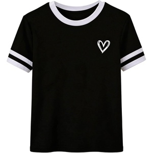 image:imageRoseSeek Womens Beaded Sequin Bowknot T Shirt Short Sleeve Crew Neck Embroidery Trendy Tee Y2k TopsStriped Black and White