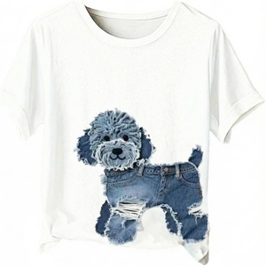 image:imageRoseSeek Womens Beaded Sequin Bowknot T Shirt Short Sleeve Crew Neck Embroidery Trendy Tee Y2k TopsWhite With Blue