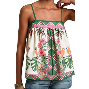 image:imageRoseSeek Womens Boho Floral Camisole Tops Graphic Spaghetti Strap Tank Top Beach Vacation ClothesGreen and White