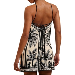 image:imageRoseSeek Womens Boho Tropical Tie Backless Halter Dresses Sleeveless Vacation Beach Short DressApricot