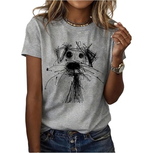 image:imageRoseSeek Womens Cartoon Graphic Tees Crew Neck Short Sleeve T Shirts Casual Summer TopsLight Grey