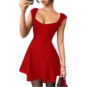 image:imageRoseSeek Womens Cocktail Dresses Sweetheart Neck Sleeveless Mini Dress Slim Fit High Waisted A Line DressRed