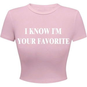 image:imageRoseSeek Womens Cropped Letter Graphic T Shirt Crewneck Short Sleeve Slogan Tee StreetwearPink