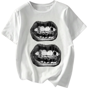 image:imageRoseSeek Womens Cute Bowknot Graphic Tees Crewneck Short Sleeve T Shirts Casual Summer TopsWhite Lips