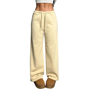 image:imageRoseSeek Womens Drawstring Waist Straight Streetwear Long Wide Leg Pants Casual Loose Baggy Workout Long Fall SweatpantsBright Apricot