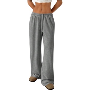 image:imageRoseSeek Womens Drawstring Waist Straight Streetwear Long Wide Leg Pants Casual Loose Baggy Workout Long Fall SweatpantsDeep Grey