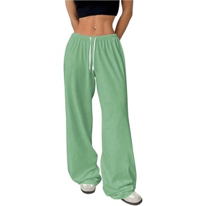 image:imageRoseSeek Womens Drawstring Waist Straight Streetwear Long Wide Leg Pants Casual Loose Baggy Workout Long Fall SweatpantsMint Green