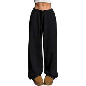 image:imageRoseSeek Womens Drawstring Waist Straight Streetwear Long Wide Leg Pants Casual Loose Baggy Workout Long Fall SweatpantsMix Black
