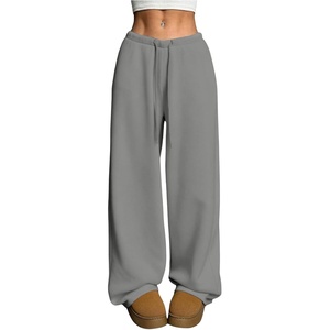 image:imageRoseSeek Womens Drawstring Waist Straight Streetwear Long Wide Leg Pants Casual Loose Baggy Workout Long Fall SweatpantsMix Grey