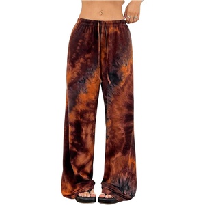 image:imageRoseSeek Womens Drawstring Waist Straight Streetwear Long Wide Leg Pants Casual Loose Baggy Workout Long Fall SweatpantsOrange Black