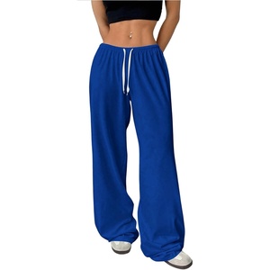 image:imageRoseSeek Womens Drawstring Waist Straight Streetwear Long Wide Leg Pants Casual Loose Baggy Workout Long Fall SweatpantsRoyal Blue