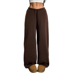 image:imageRoseSeek Womens Drawstring Waist Straight Streetwear Long Wide Leg Pants Casual Loose Baggy Workout Long Fall SweatpantsSoft Brown