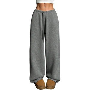 image:imageRoseSeek Womens Drawstring Waist Straight Streetwear Long Wide Leg Pants Casual Loose Baggy Workout Long Fall SweatpantsSoft Grey