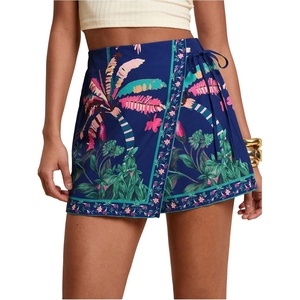 image:imageRoseSeek Womens Floral Graphic Skirt Shorts Drawstring Waist Tropical Boho Wrap SkortsMulticolor Floral
