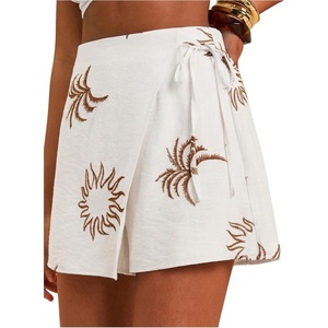 image:imageRoseSeek Womens Floral Graphic Skirt Shorts Drawstring Waist Tropical Boho Wrap SkortsWhite